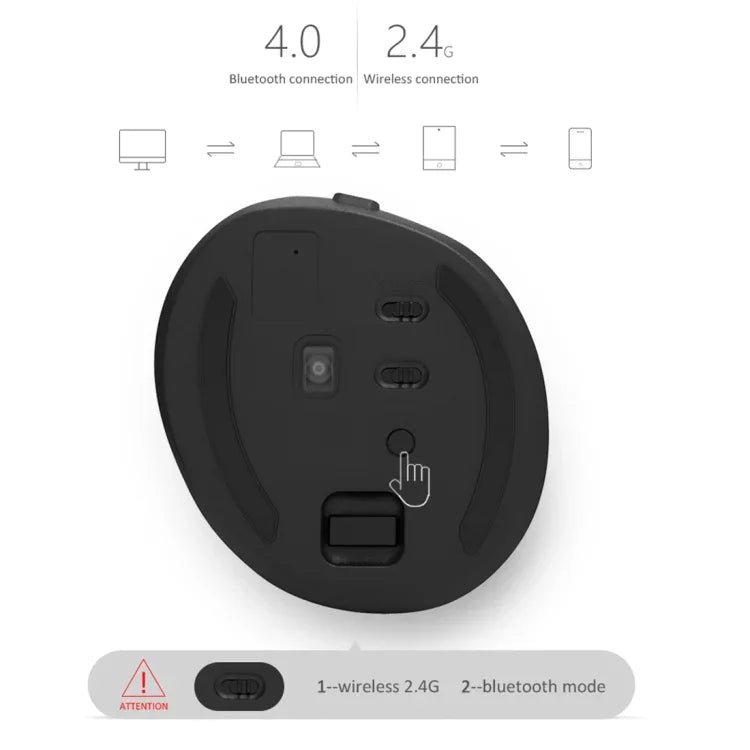 DELUX M618 Mini Souris Verticale Ergonomique sans Fil 2.4G 2400DPI USB Rechargeable, M618 Gris