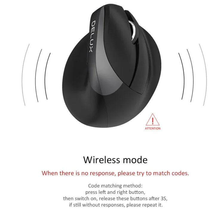 DELUX M618 Mini Souris Verticale Ergonomique sans Fil 2.4G 2400DPI USB Rechargeable, M618 Gris