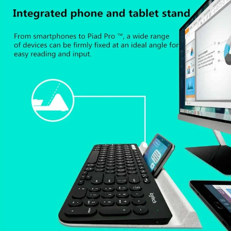 Clavier sans fil multi-dispositifs Logitech K780 Bluetooth + Unifying double mode avec support