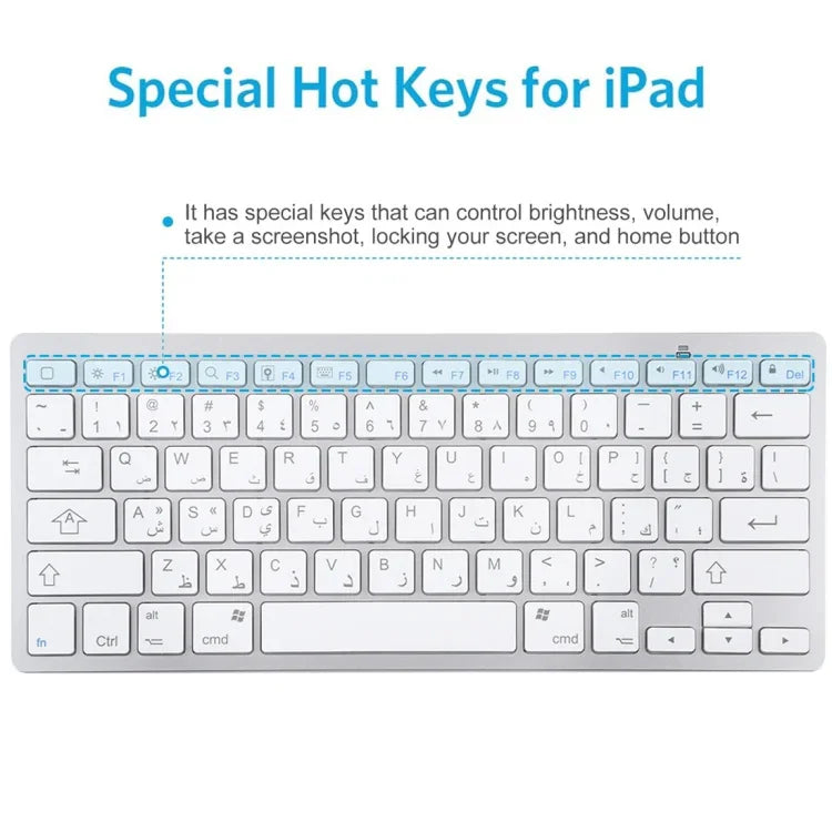 Clavier Bluetooth sans fil ultra-fin WB-8022, touches arabes, touches arabes