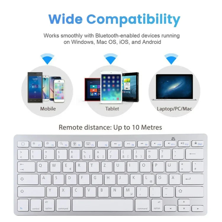 Clavier Bluetooth sans fil ultra-fin WB-8022, touches allemandes, touches allemandes