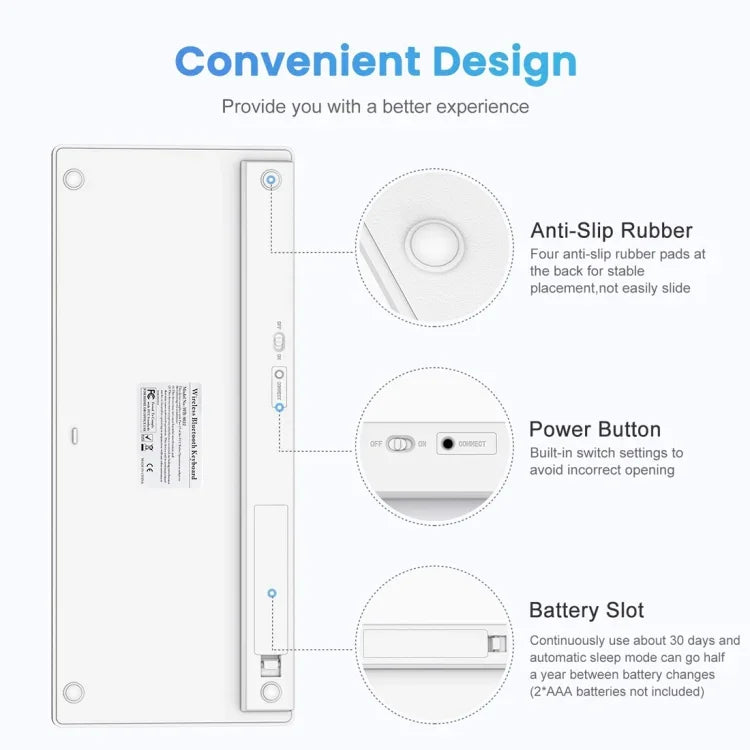 Clavier Bluetooth sans fil ultra-fin WB-8022, touches allemandes, touches allemandes