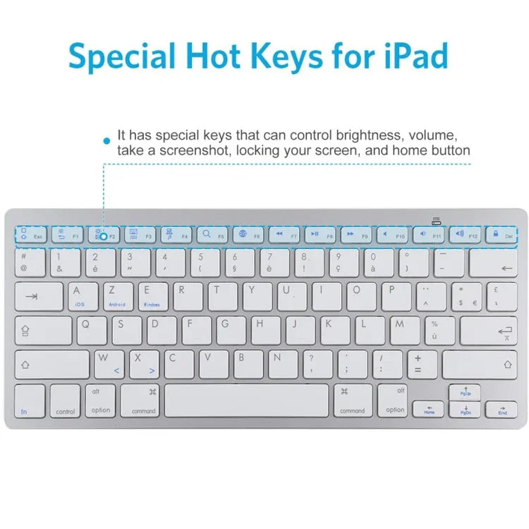 Clavier Bluetooth sans fil ultra-fin WB-8022 pour iPad, Samsung, Huawei, Xiaomi, tablettes ou smartphones, touches françaises
