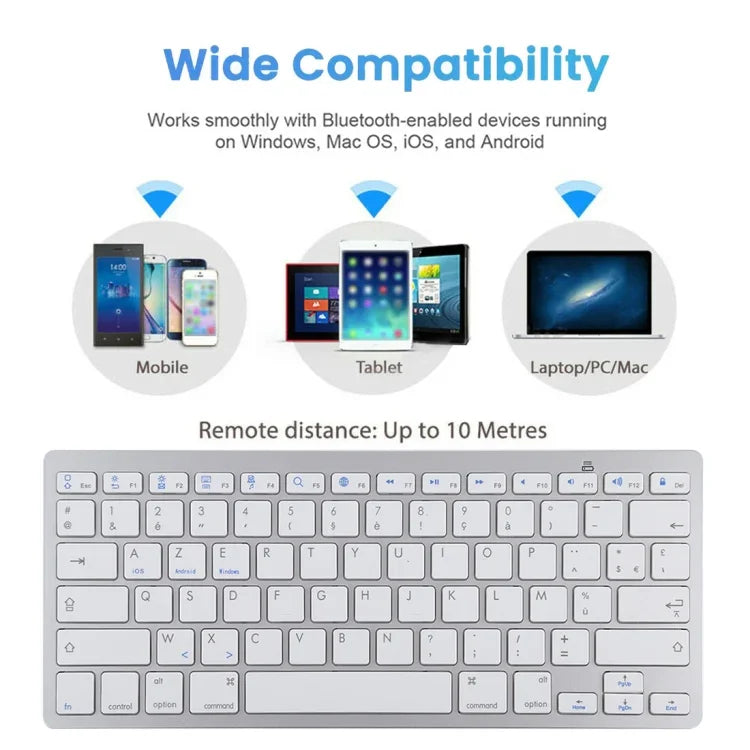 Clavier Bluetooth sans fil ultra-fin WB-8022 pour iPad, Samsung, Huawei, Xiaomi, tablettes ou smartphones, touches françaises