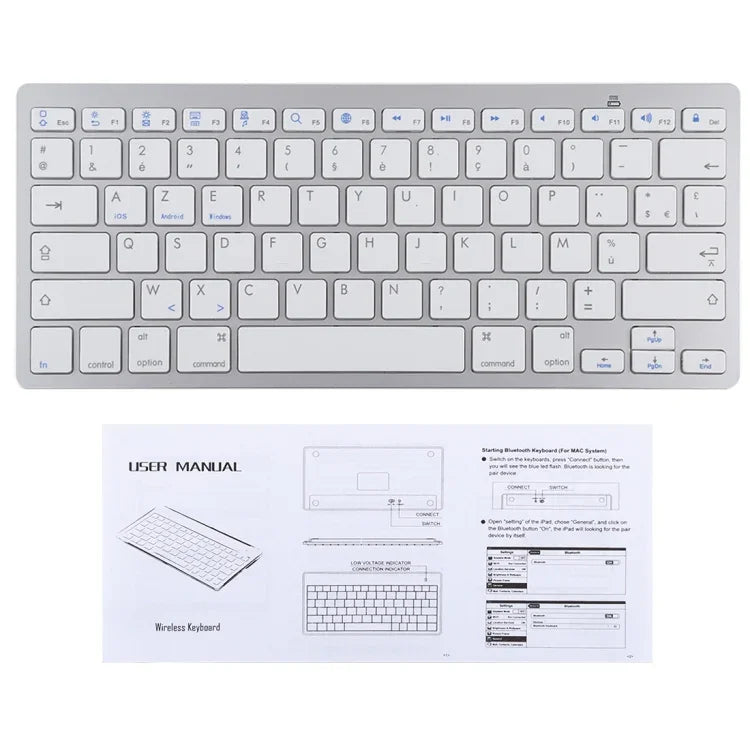 Clavier Bluetooth sans fil ultra-fin WB-8022 pour iPad, Samsung, Huawei, Xiaomi, tablettes ou smartphones, touches françaises