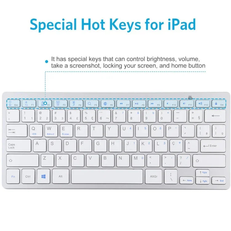 Clavier Bluetooth sans fil ultra-fin WB-8022, touches portugaises, touches portugaises
