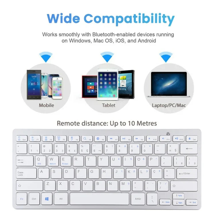 Clavier Bluetooth sans fil ultra-fin WB-8022, touches portugaises, touches portugaises