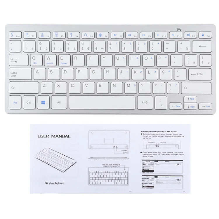 Clavier Bluetooth sans fil ultra-fin WB-8022, touches portugaises, touches portugaises