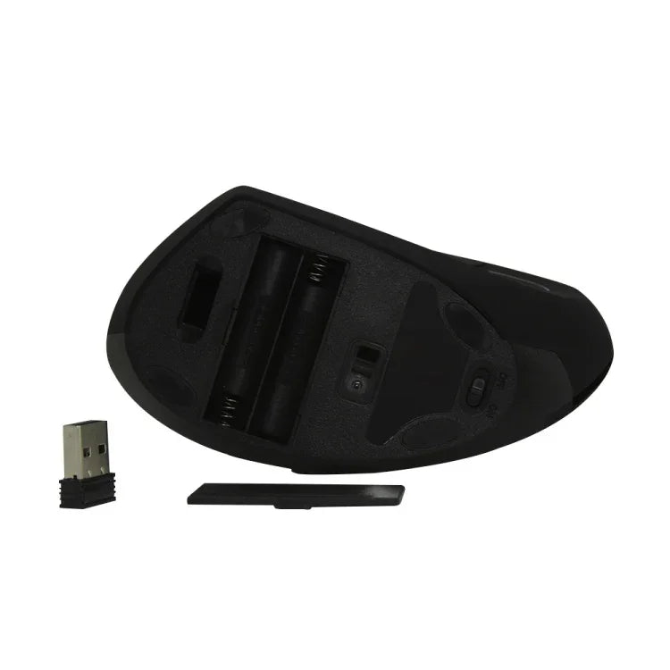 CM0093 Souris optique verticale sans fil à trois boutons 2,4 GHz pour gaucher, résolution : 1000 DPI / 1200 DPI / 1600 DPI, version à piles