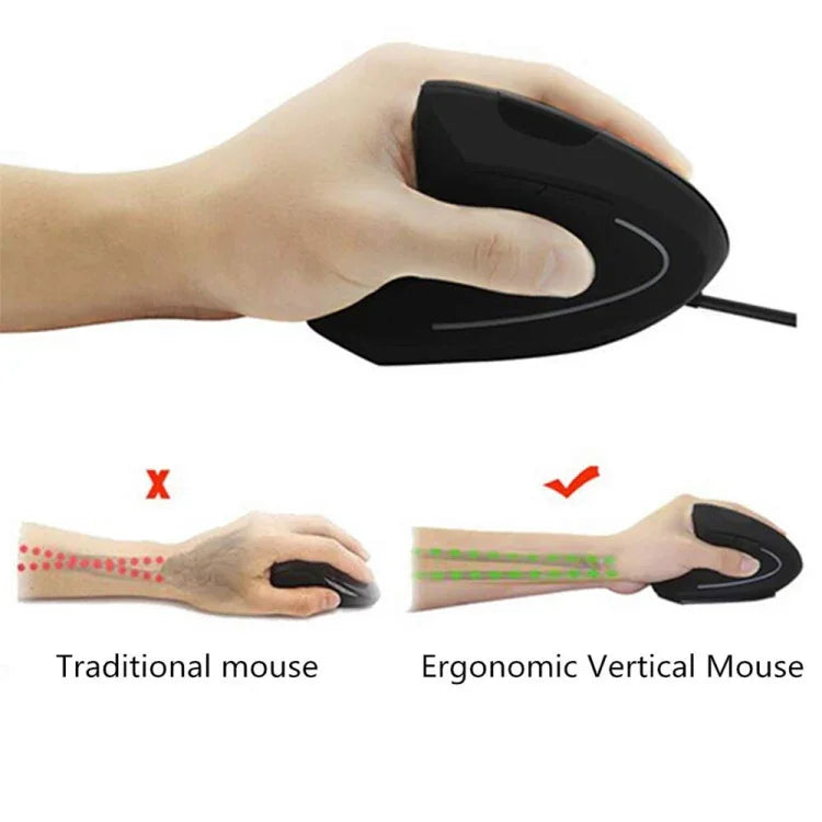 CM0093 Souris optique verticale sans fil à trois boutons 2,4 GHz pour gaucher, résolution : 1000 DPI / 1200 DPI / 1600 DPI, version à piles