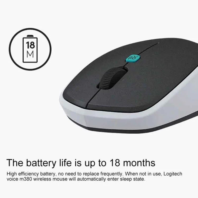 Souris sans fil Logitech Voice M380, 4 boutons, saisie vocale intelligente, M380