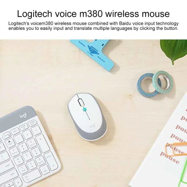 Souris sans fil Logitech Voice M380, 4 boutons, saisie vocale intelligente, M380