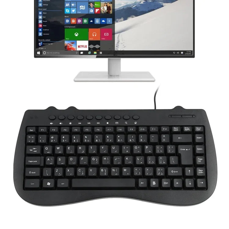 Clavier Mini Filaire Multimédia pour Ordinateur Portable KB-301B, Version Arabe (Noir), Version Arabe