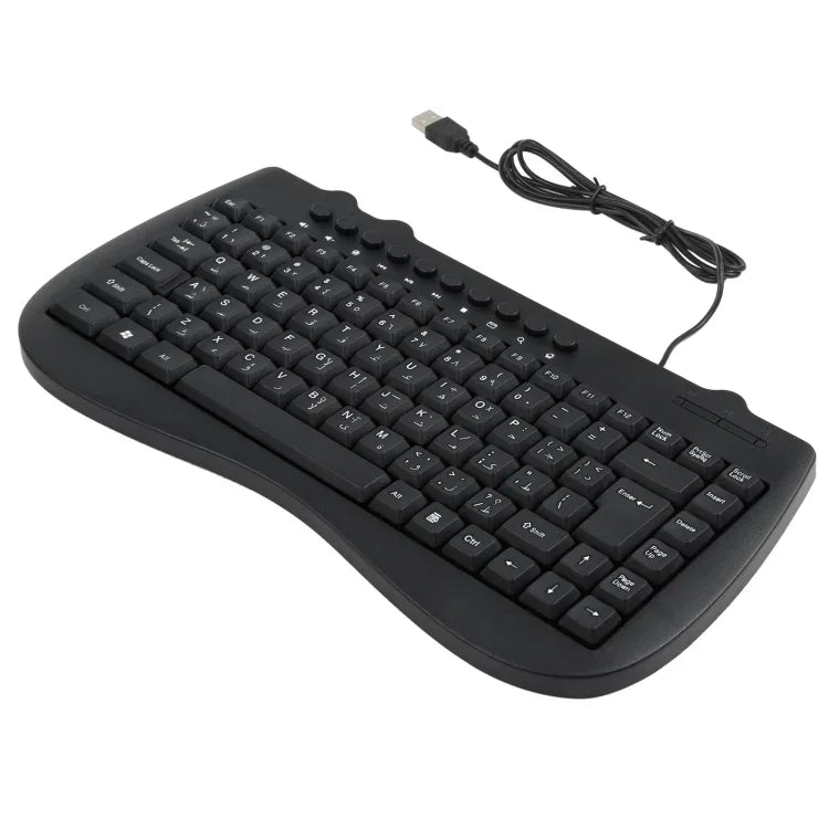 Clavier Mini Filaire Multimédia pour Ordinateur Portable KB-301B, Version Arabe (Noir), Version Arabe