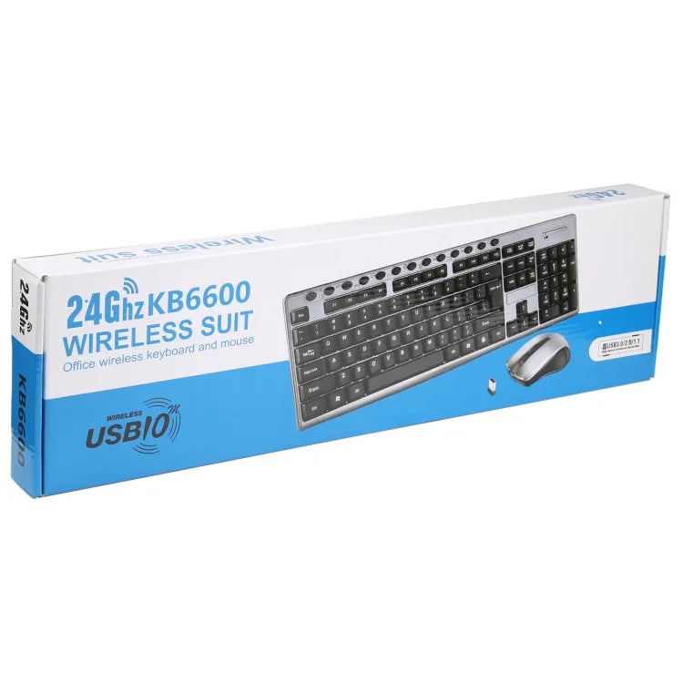 Ensemble clavier et souris sans fil étanche pour bureau 2,4 GHz KB-6600, KB-6600