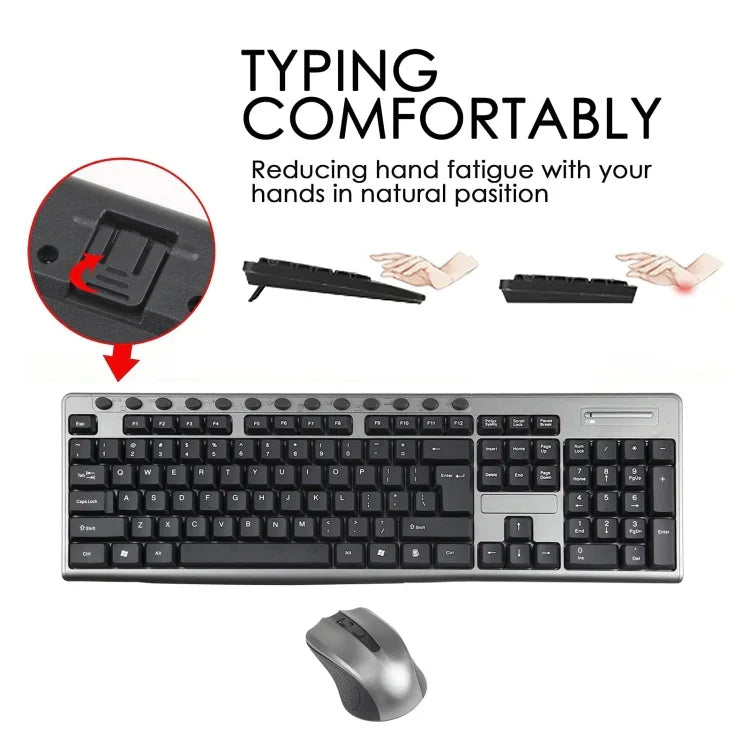 Ensemble clavier et souris sans fil étanche pour bureau 2,4 GHz KB-6600, KB-6600