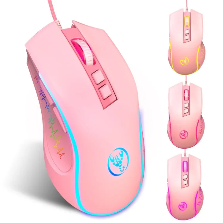 Souris Gamer Filaire Lumineuse HXSJ X100 7 Boutons 3600 DPI, Longueur de Câble : 1,5 m