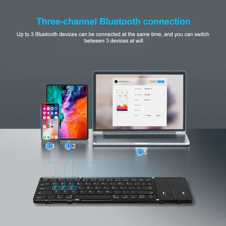 Clavier Bluetooth pliable en cuir B1053