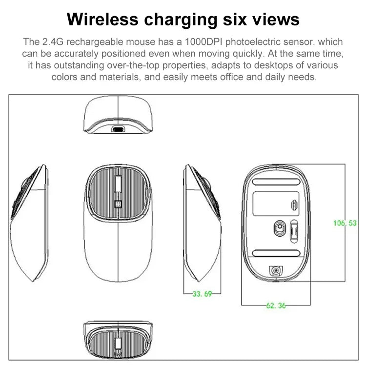 Souris sans fil 2.4G rechargeable Type-C MKESPN SXS-5600