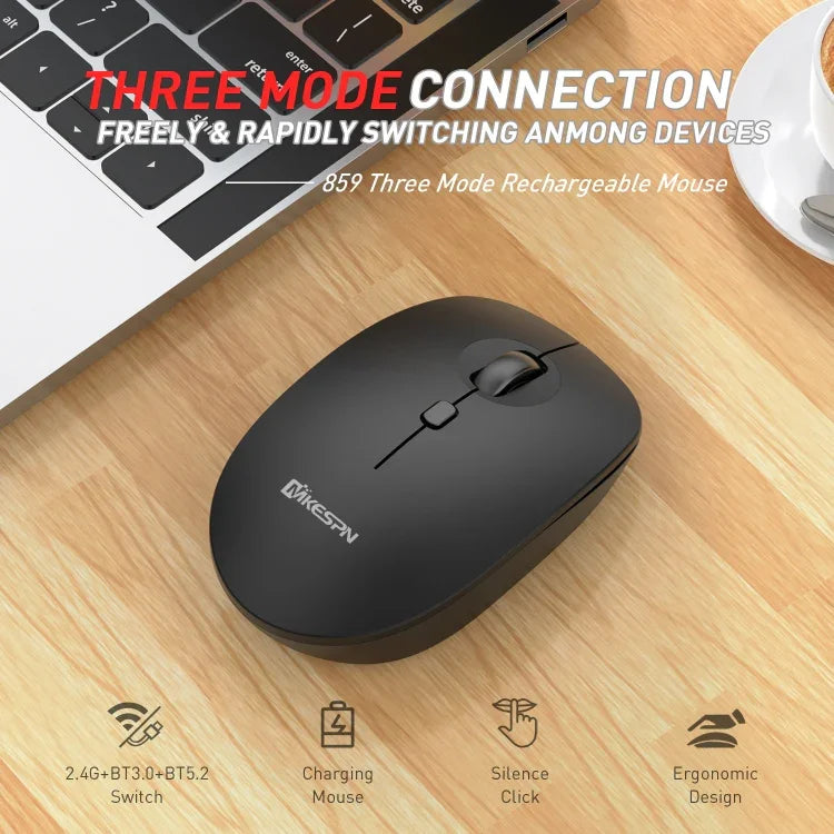MKESPN 859 Souris sans fil trois modes 2.4G+BT5.0+BT3.0, 2.4G+BT5.0+BT3.0