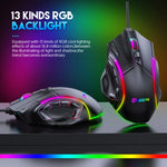 Souris filaire RVB MKESPN X15 Full Speed 12800DPI avec 12 boutons et définition de macros, x15