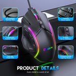 Souris filaire RVB MKESPN X15 Full Speed 12800DPI avec 12 boutons et définition de macros, x15