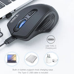 Souris sans fil silencieuse iMICE G-1800 rechargeable 4 boutons 1600 DPI 2,4 GHz pour ordinateur PC portable