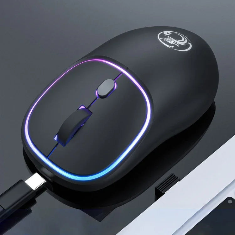Souris sans fil silencieuse iMICE W-618 rechargeable 4 boutons 1600 DPI 2,4 GHz Bluetooth pour ordinateur PC portable, W-618 2,4 GHz et Bluetooth