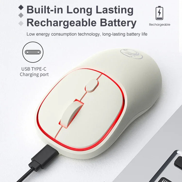Souris sans fil silencieuse iMICE W-618 rechargeable 4 boutons 1600 DPI 2,4 GHz Bluetooth pour ordinateur PC portable, W-618 2,4 GHz et Bluetooth