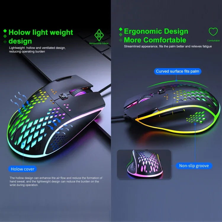 Souris de jeu iMICE T97 RVB LED USB 7 boutons 7200 DPI Filaire