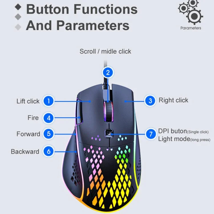 Souris de jeu iMICE T97 RVB LED USB 7 boutons 7200 DPI Filaire