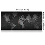 Tapis de souris de jeu et clavier en caoutchouc souple avec motif de carte du monde antidérapant étendu, taille : 90 x 40 cm