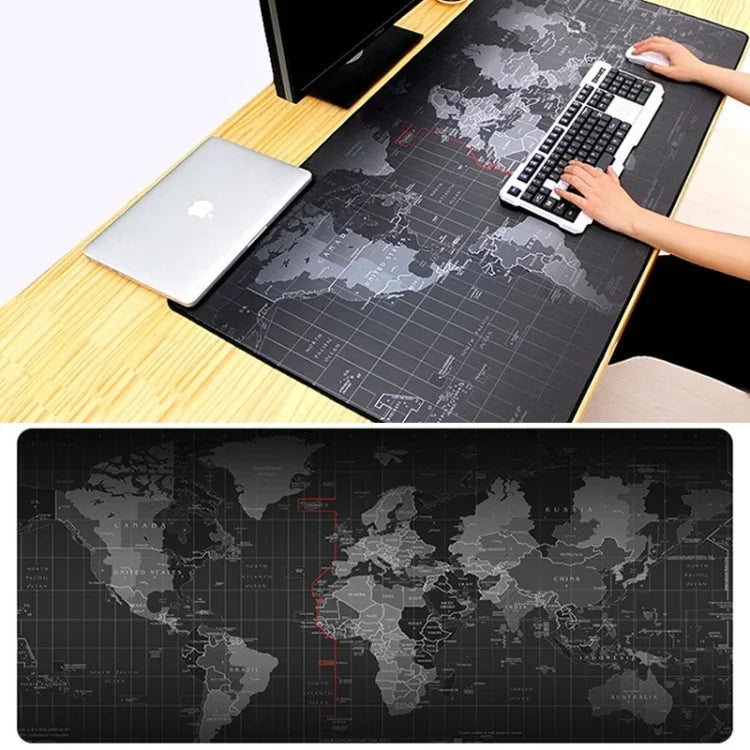Tapis de souris de jeu et clavier en caoutchouc souple avec motif de carte du monde antidérapant, grande taille, surface lisse en tissu, dimensions : 100 x 50 cm