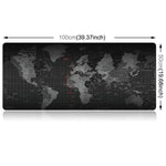 Tapis de souris de jeu et clavier en caoutchouc souple avec motif de carte du monde antidérapant, grande taille, surface lisse en tissu, dimensions : 100 x 50 cm