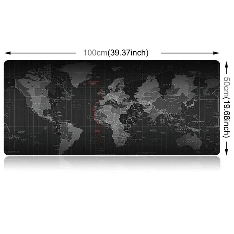 Tapis de souris de jeu et clavier en caoutchouc souple avec motif de carte du monde antidérapant, grande taille, surface lisse en tissu, dimensions : 100 x 50 cm