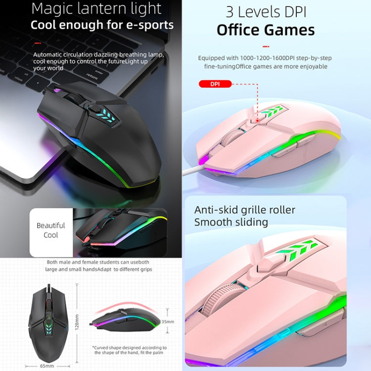 Souris de jeu/bureau filaire USB S700 lumière colorée