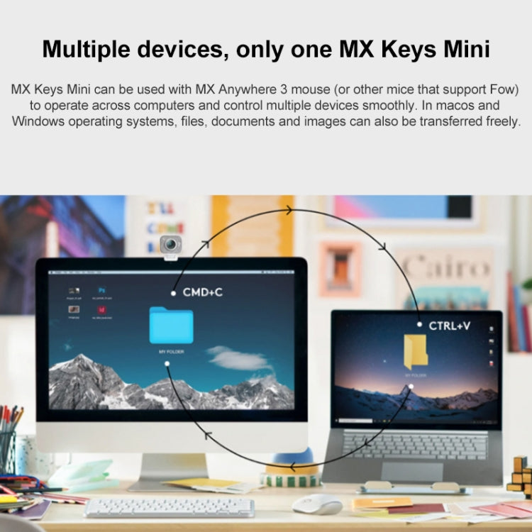 Clavier sans fil Bluetooth intelligent ultra-fin rétroéclairé Logitech MX Keys Mini