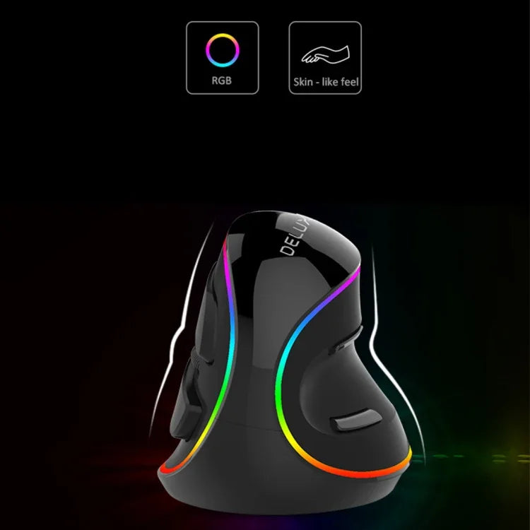 DELUX M618 Plus RGB Souris Optique Filaire Ergonomique Verticale 4000DPI, Filaire 4000DPI