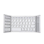 B033 Clavier Bluetooth sans fil pliable 3 volets 64 touches avec pavé tactile, pliable 3 volets 64 touches avec pavé tactile Blanc
