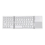 B033 Clavier Bluetooth sans fil pliable 3 volets 64 touches avec pavé tactile, pliable 3 volets 64 touches avec pavé tactile Blanc