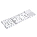 B033 Clavier Bluetooth sans fil pliable 3 volets 64 touches avec pavé tactile, pliable 3 volets 64 touches avec pavé tactile Blanc