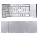 B033 Clavier Bluetooth sans fil pliable 3 volets 64 touches avec pavé tactile, pliable 3 volets 64 touches avec pavé tactile Blanc