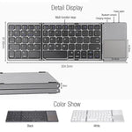 B033 Clavier Bluetooth sans fil pliable 3 volets 64 touches avec pavé tactile, pliable 3 volets 64 touches avec pavé tactile Blanc