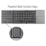 B033 Clavier Bluetooth sans fil pliable 3 volets 64 touches avec pavé tactile, pliable 3 volets 64 touches avec pavé tactile Blanc
