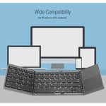 B033 Clavier Bluetooth sans fil pliable 3 volets 64 touches avec pavé tactile, pliable 3 volets 64 touches avec pavé tactile Blanc