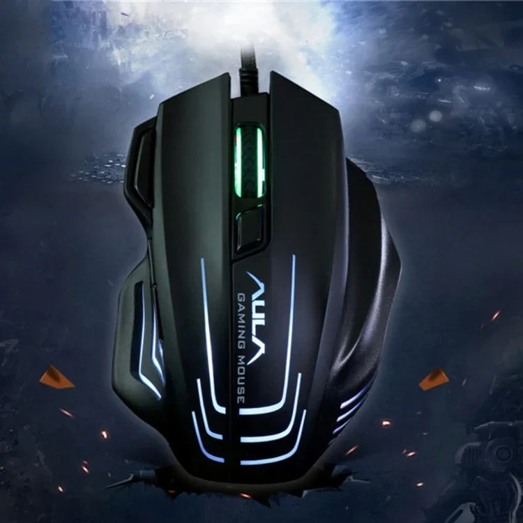 Souris de jeu filaire USB optique compétitive 7D Aula Series Ghost Shark II Colourful Light, résolution maximale de 4000 DPI, Ghost Shark II(B)