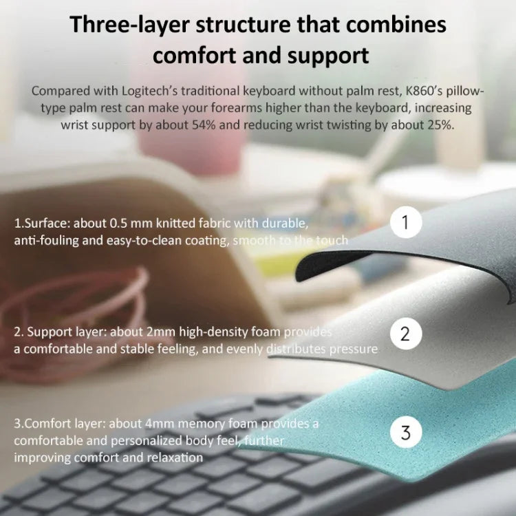 Clavier sans fil Logitech ERGO K860 2.4G Bluetooth double mode ergonomique et séparé
