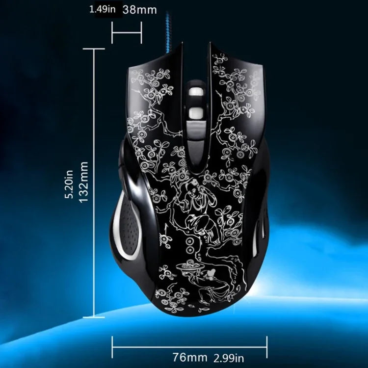 Souris de jeu e-sport optique filaire ZGB 169 USB 2400DPI à quatre vitesses réglables avec rétroéclairage LED et contrepoids, Longueur : 1,45 m, 169 Noir, 169 Blanc