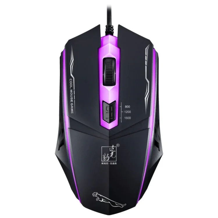 Souris de jeu optique filaire Chasing Leopard 199 USB 1600 DPI avec rétroéclairage LED et trois vitesses réglables, longueur: 1,3 m, 199 noire, 199