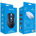 Souris de jeu optique filaire Chasing Leopard 199 USB 1600 DPI avec rétroéclairage LED et trois vitesses réglables, longueur: 1,3 m, 199 noire, 199